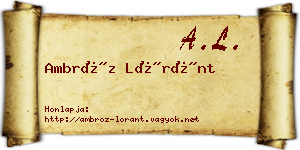 Ambróz Lóránt névjegykártya