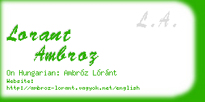 lorant ambroz business card